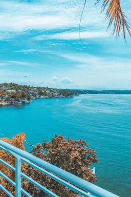 A scenic view of the coastline from a luxury apartment.