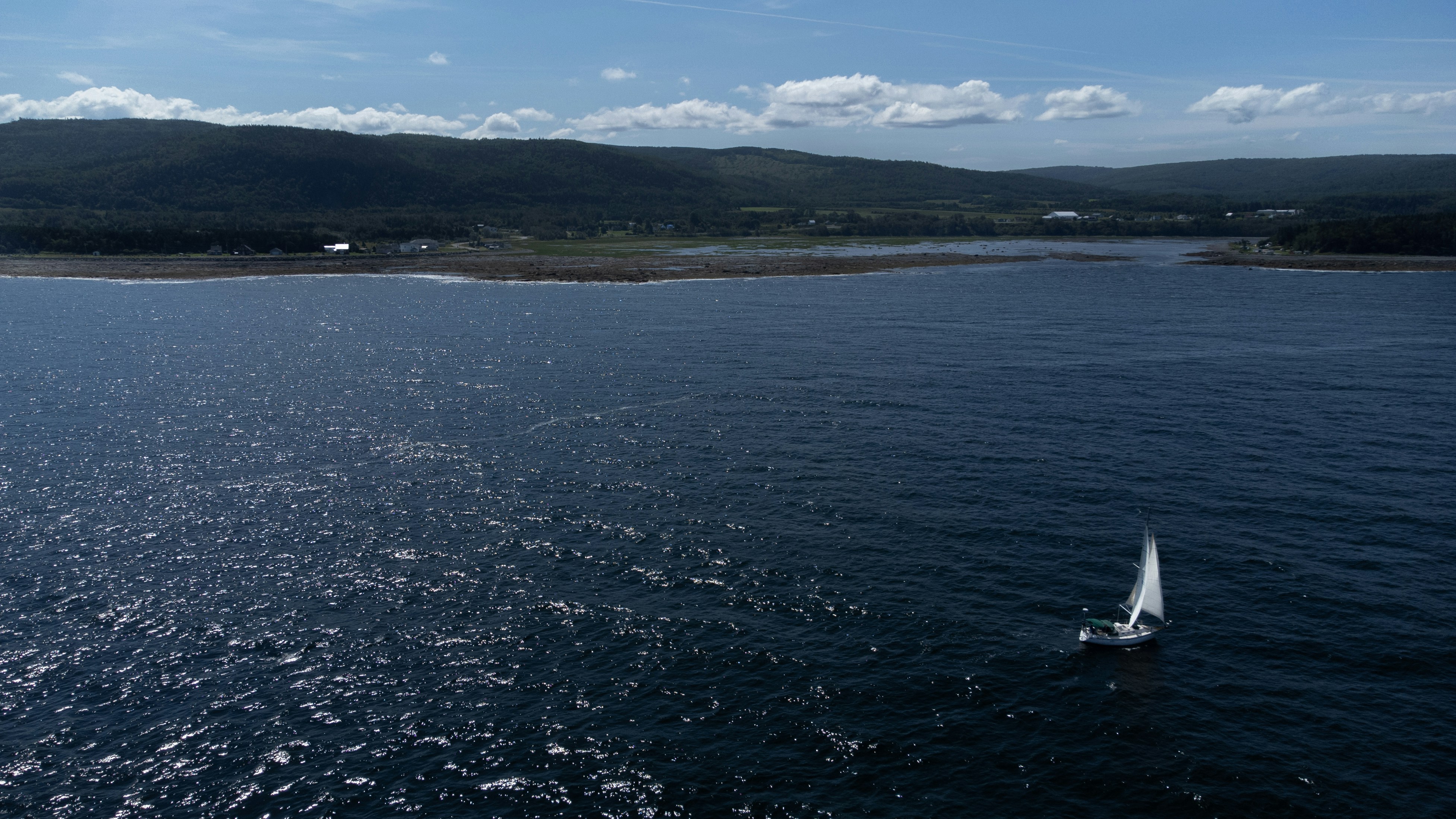 a sailboat in the middle of a large body of water