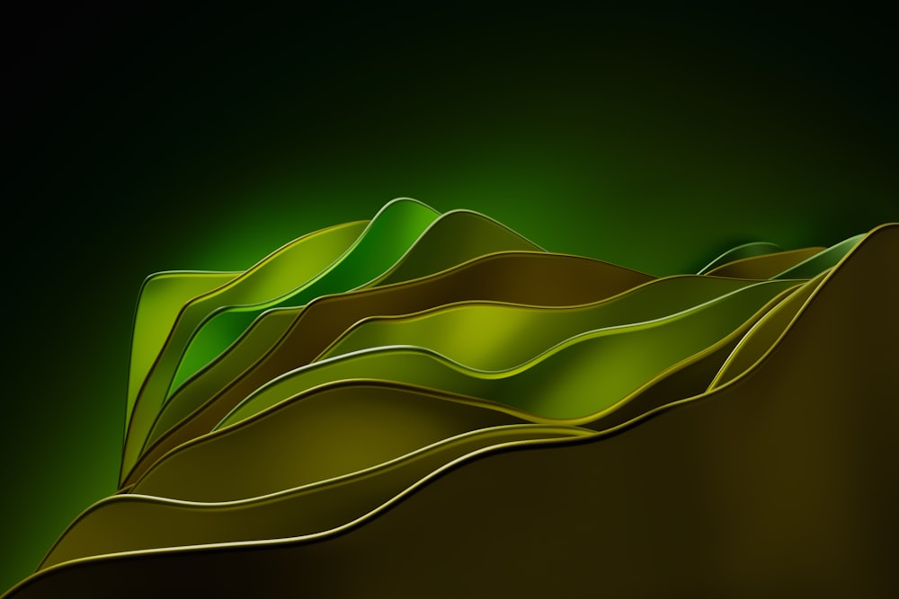 a digital painting of a green mountain range