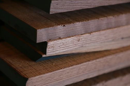 a stack of wooden boards stacked on top of each other