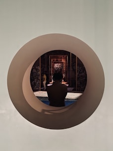 A portal opening in a digital landscape revealing hidden knowledge.