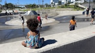 Children playing in a newly renovated park funded by the Fox River Valley Initiative.