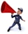 A cartoon police officer in a blue uniform is holding a large red megaphone to his mouth, appearing to shout or make an announcement. The officer has a cap with 'POLICE' written on it, wide-eyed expression, and his other hand is extended outward.