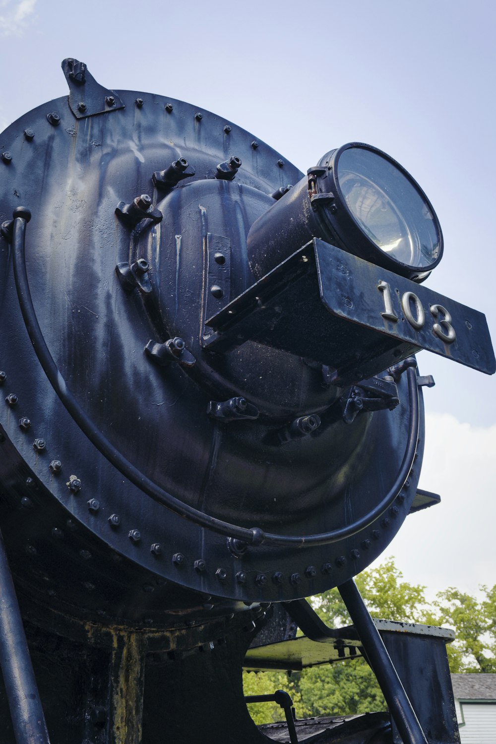 a close up of the front of a train