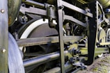 A detailed shot of railway components and machinery.