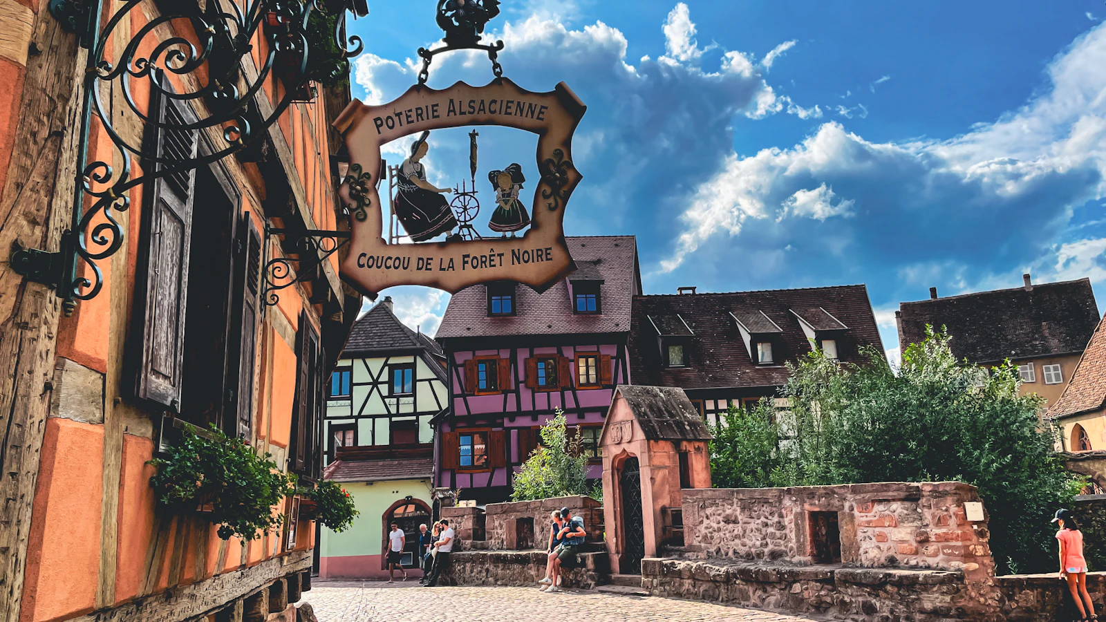 A half-timbered village street in Alsace