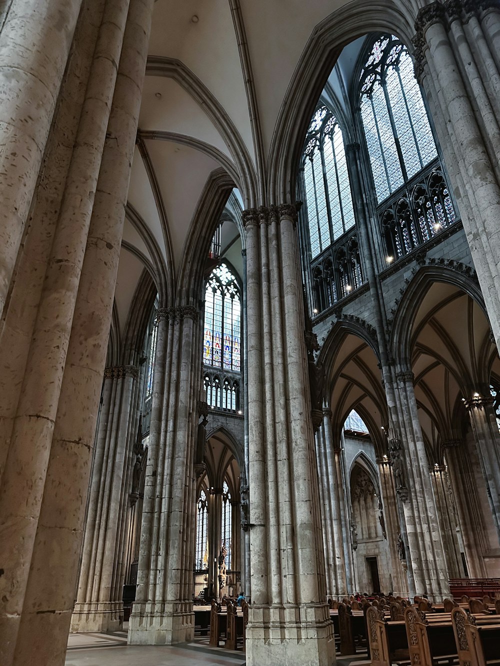 the interior of a large cathedral with high ceilings