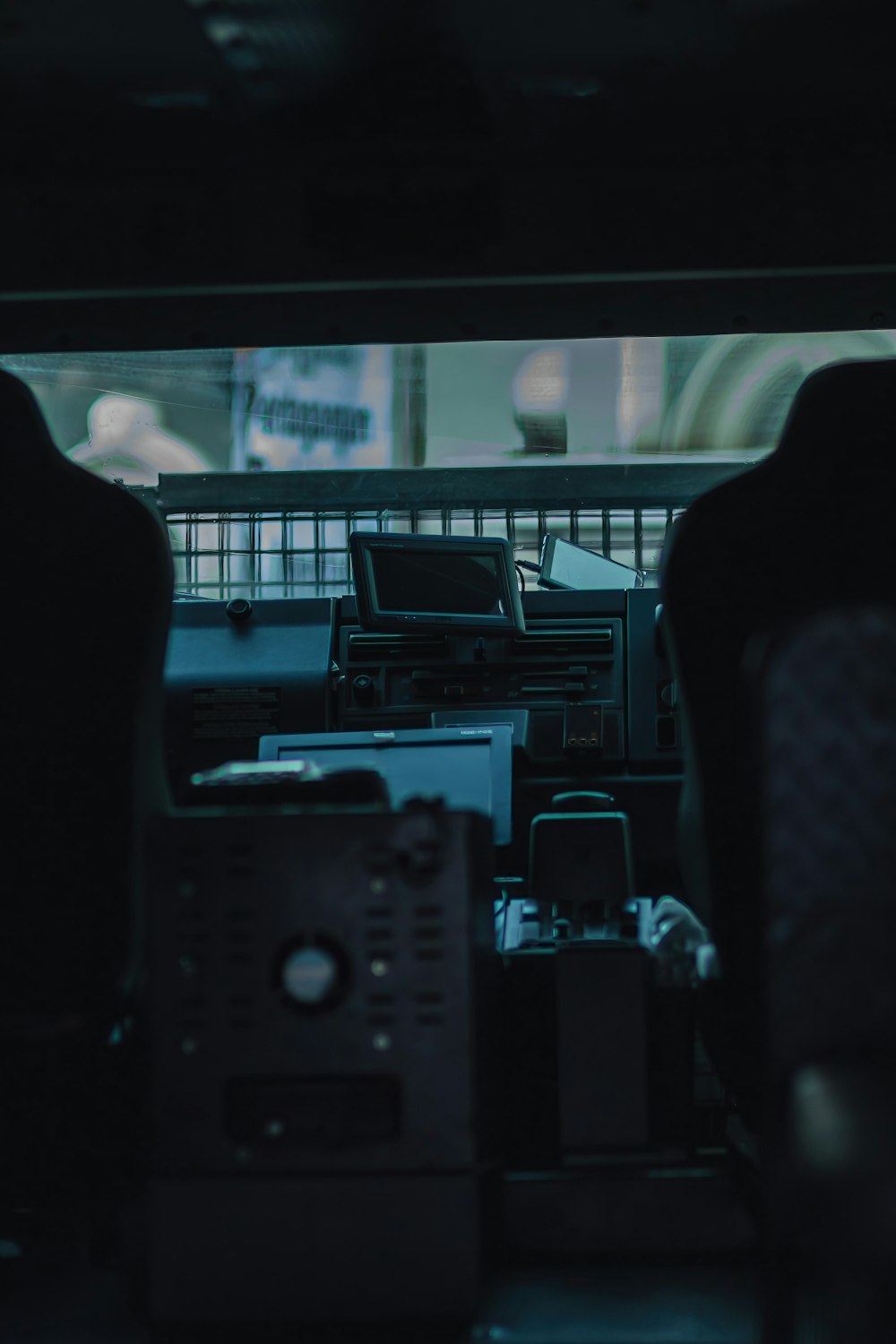 a view of a bus from inside the vehicle