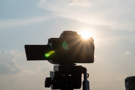 a close up of a camera on a tripod