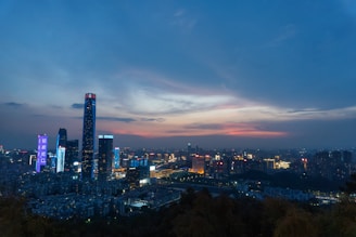 A vibrant global city skyline at dusk symbolizing international urban cooperation.