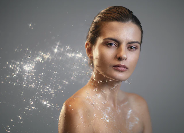 Hydrated, dewy skin on the face