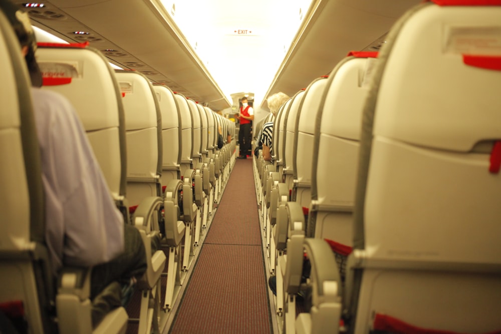 a row of empty seats on an airplane