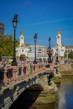 a bridge over a body of water in a city