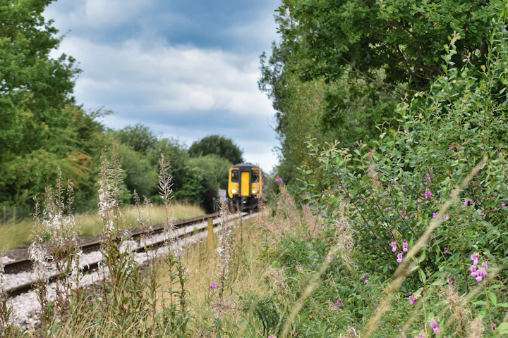 Train through British countryside