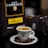 A ceramic cup filled with espresso is placed on a saucer surrounded by coffee beans. In the background, there is packaging with the name 'Caffè Carracci' and the label 'Firenze' visible.