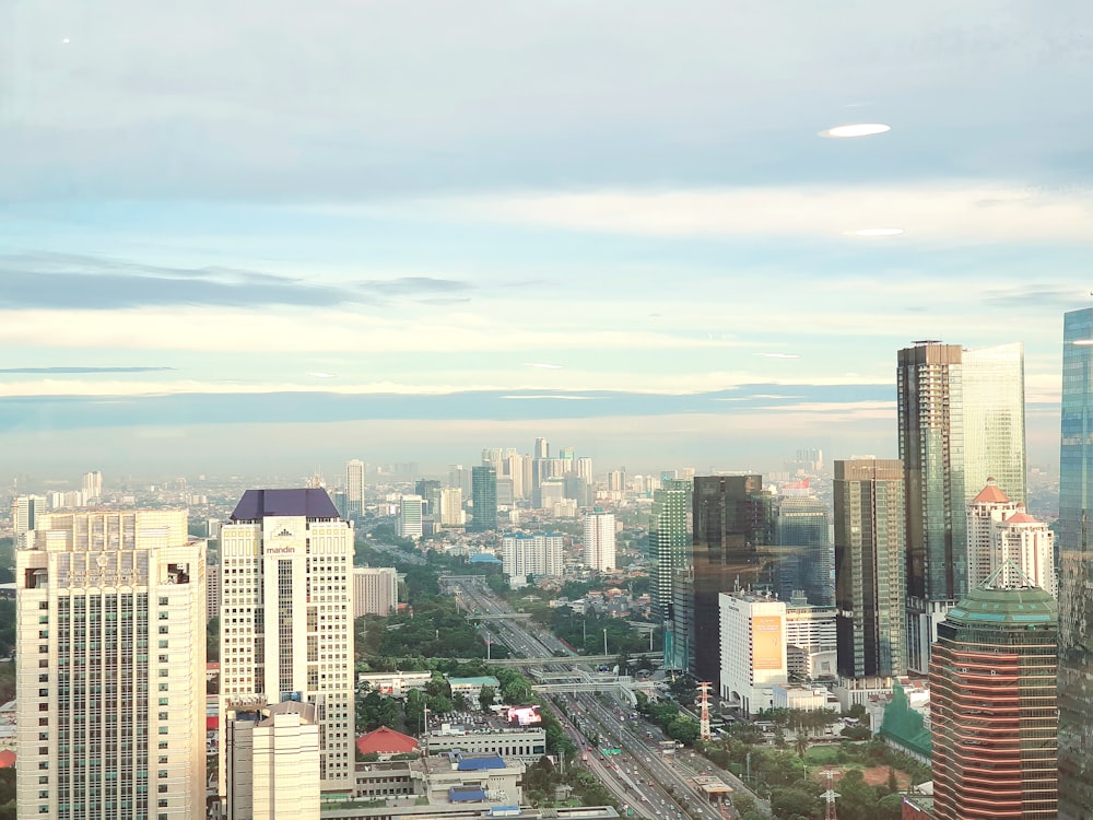 a view of a city from a tall building