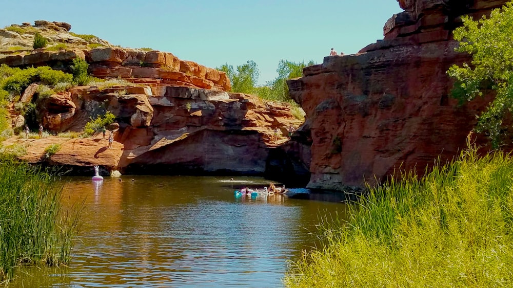 a group of people in a body of water