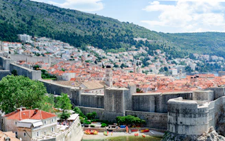 Scenic view of the medieval fort walls surrounding the charming gîtes.