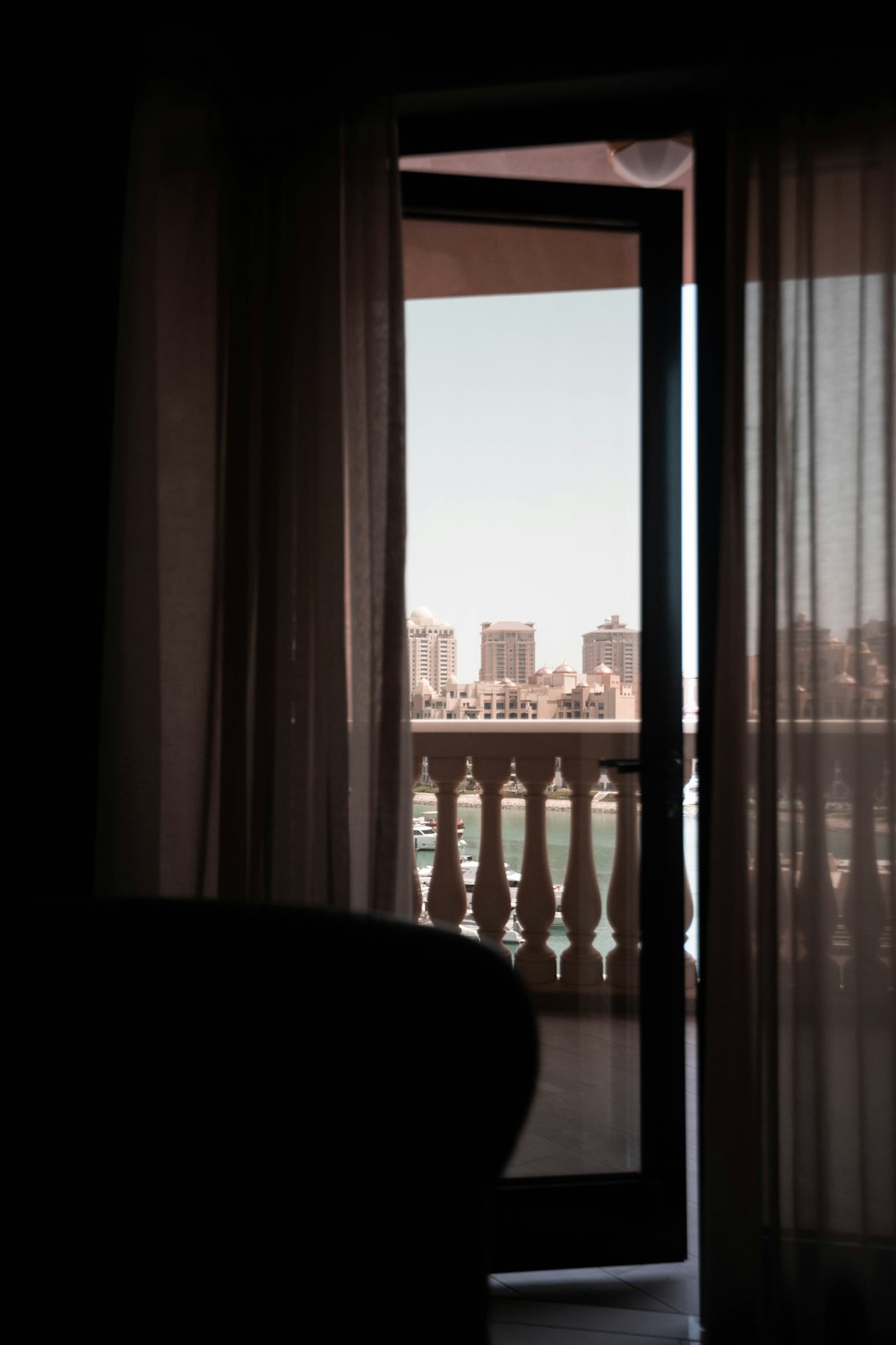 a view of a city from a balcony