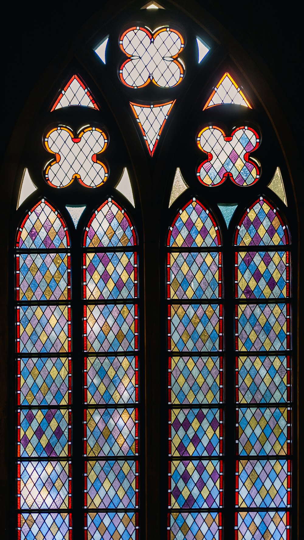 a stained glass window in a church