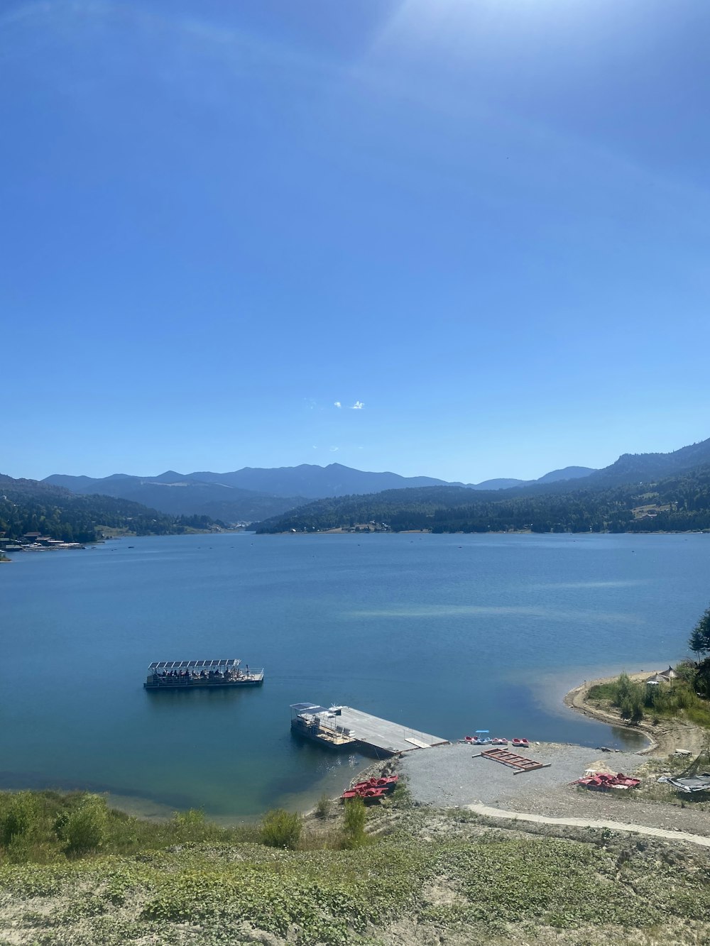 a large body of water surrounded by mountains