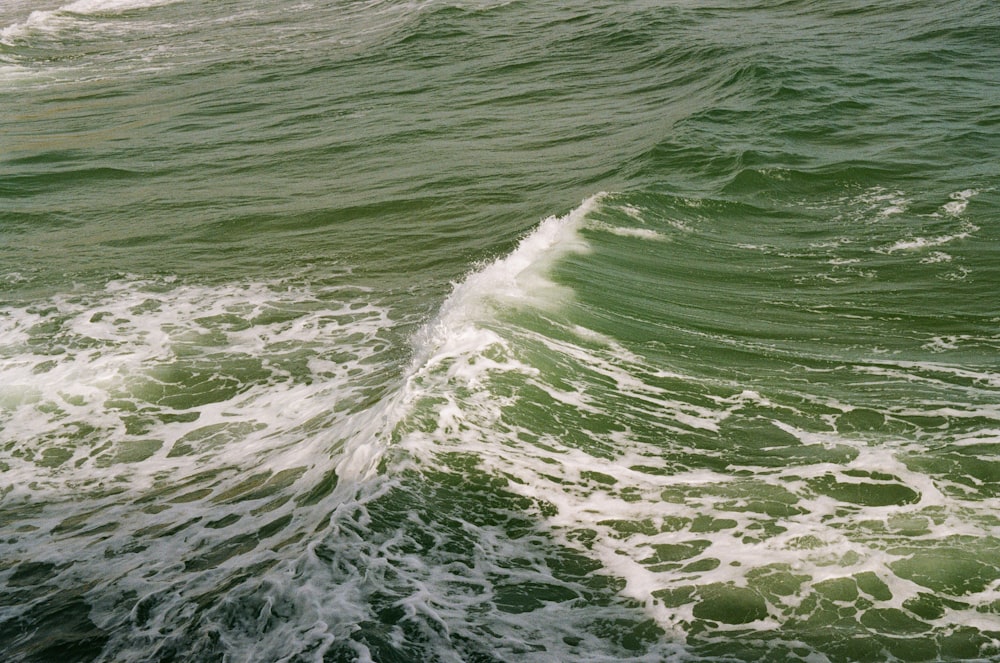 Un homme sur une planche de surf au sommet d’une vague dans l’océan