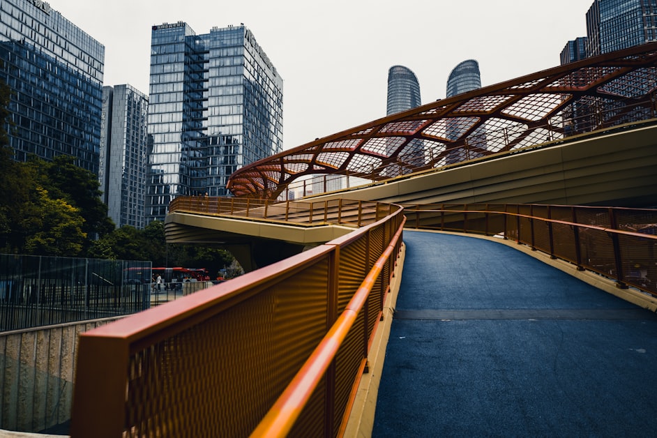Chengdu city skyline - modern skyline at dusk with bridges