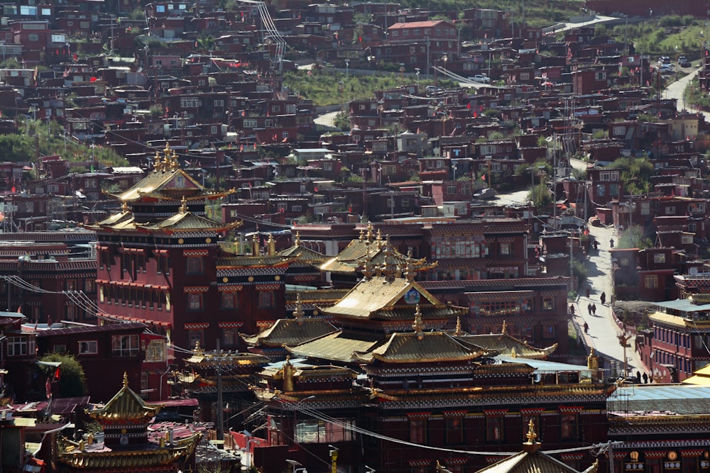 a view of a city with many buildings