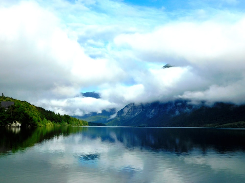 a large body of water surrounded by mountains