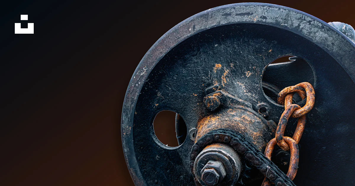 A chain is attached to a large metal object photo – Free Machine Image ...