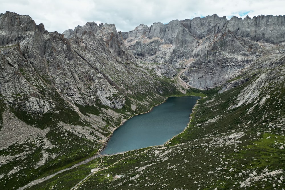 a large body of water surrounded by mountains