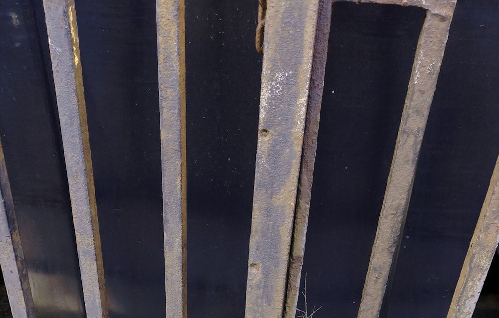 a close up of a metal gate with bars