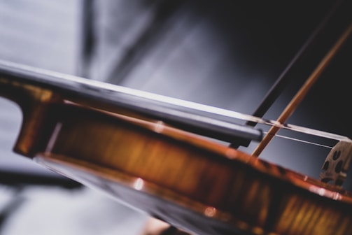 a close up of a violin being played