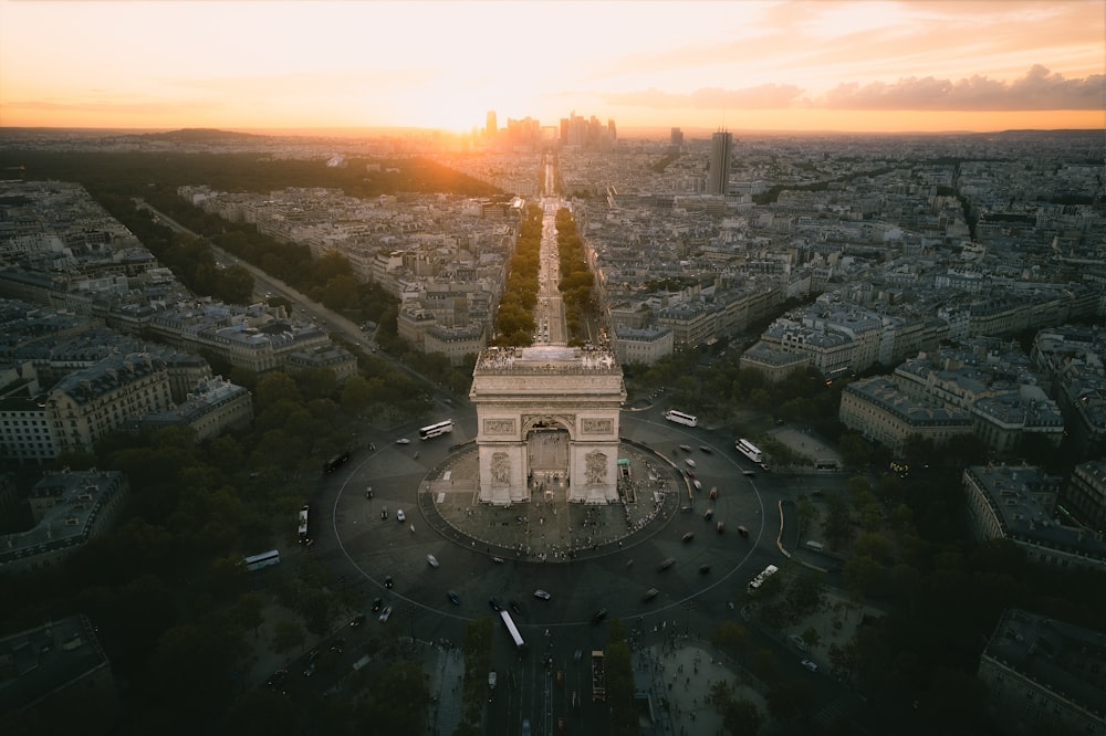 an aerial view of the eiffel tower in paris