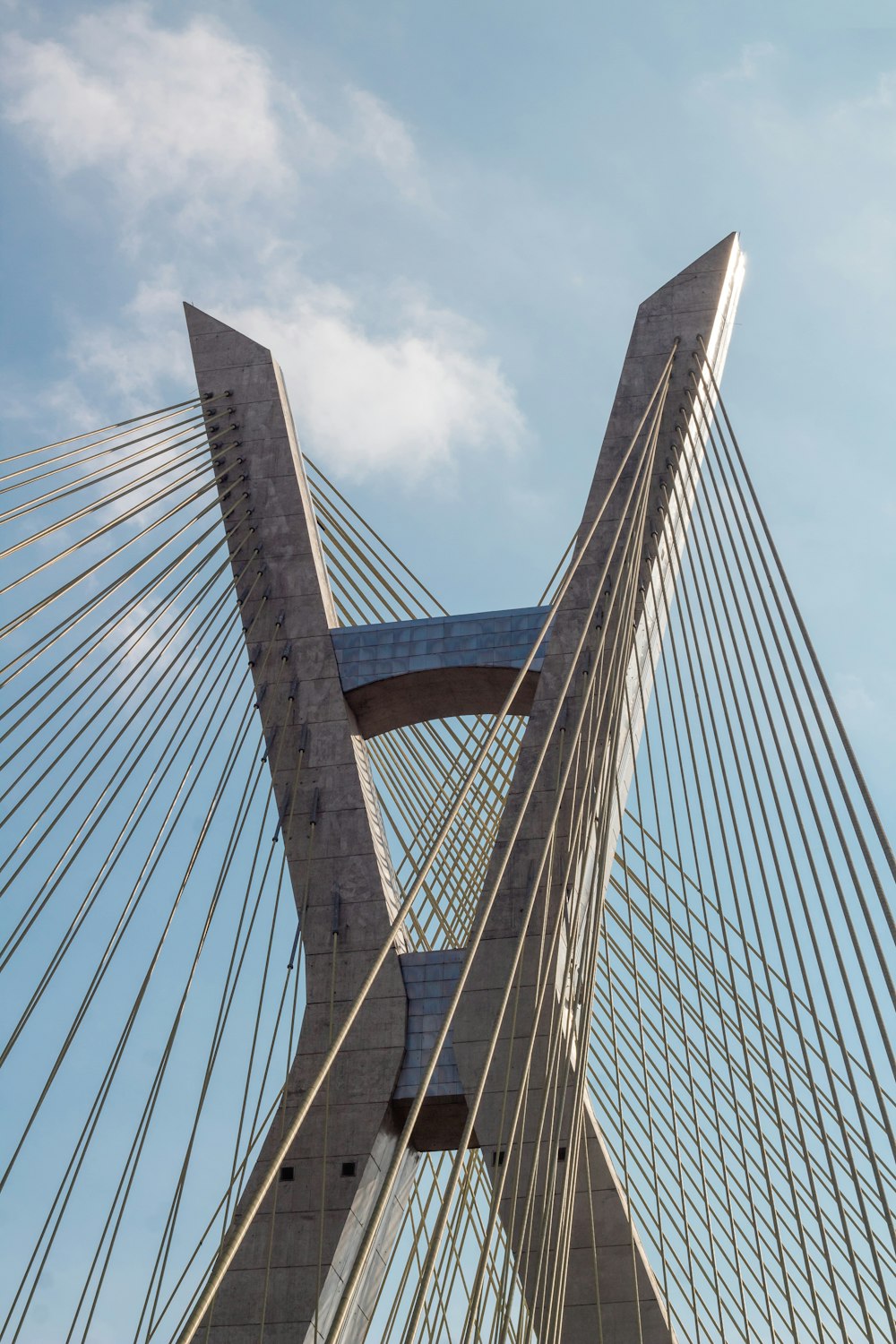 a view of the top of a tall bridge