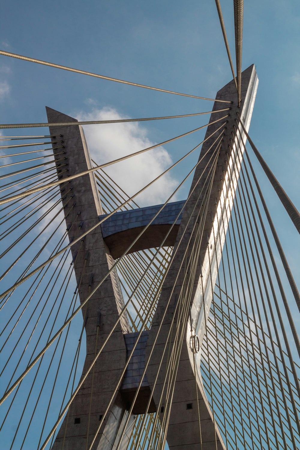 a view of the top of a tall bridge