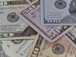 a pile of twenty dollar bills laying on top of each other