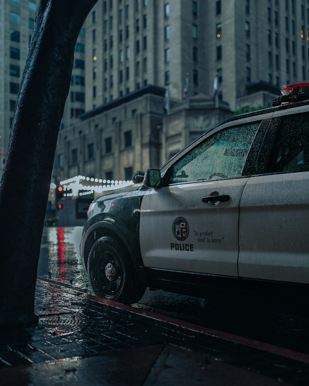 a police car parked on the side of the road