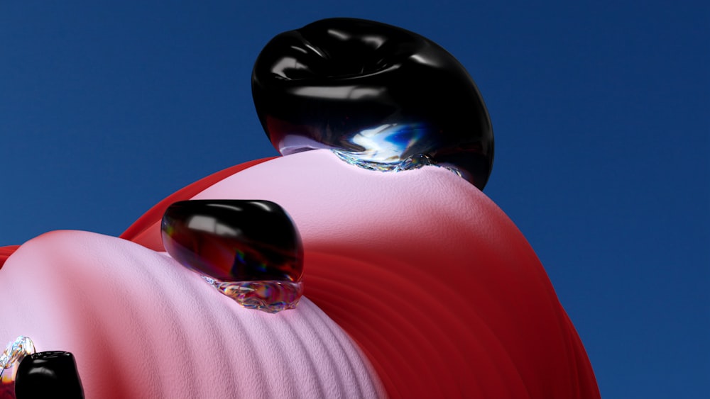 a close up of an inflatable object with a sky background