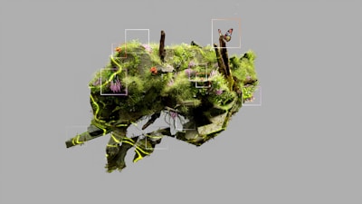 a computer generated image of a tree in the air