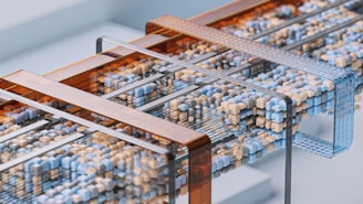a close up of a metal structure made of wood and metal