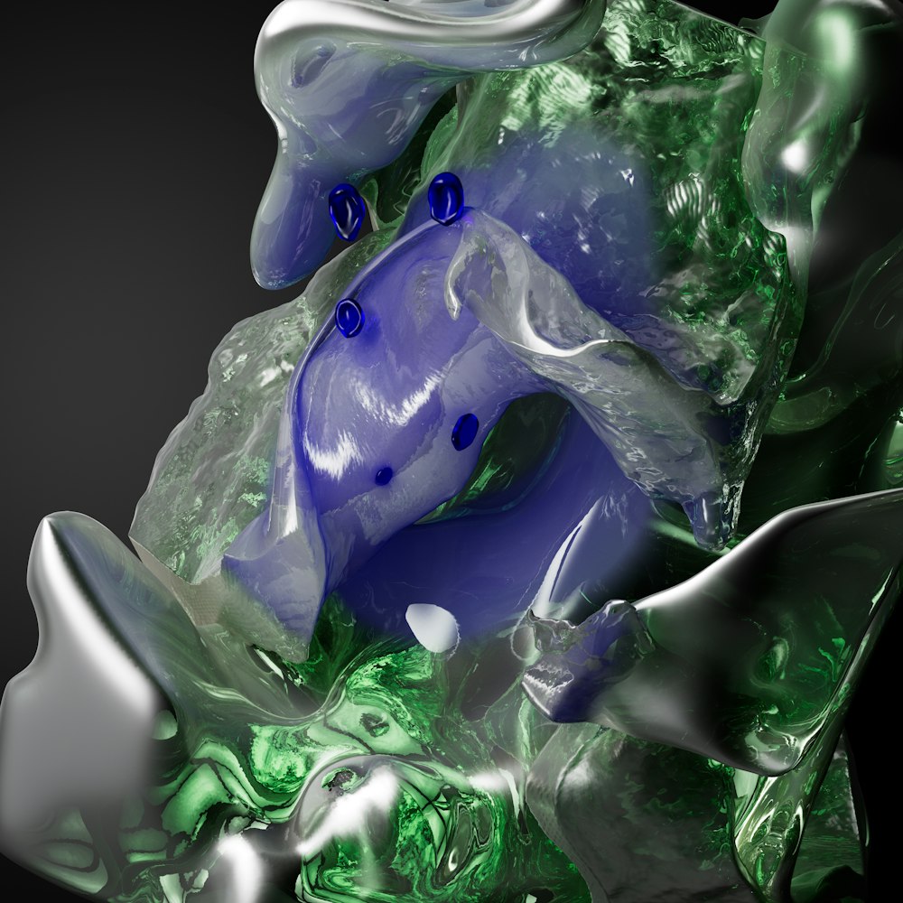 a glass sculpture is shown with a black background
