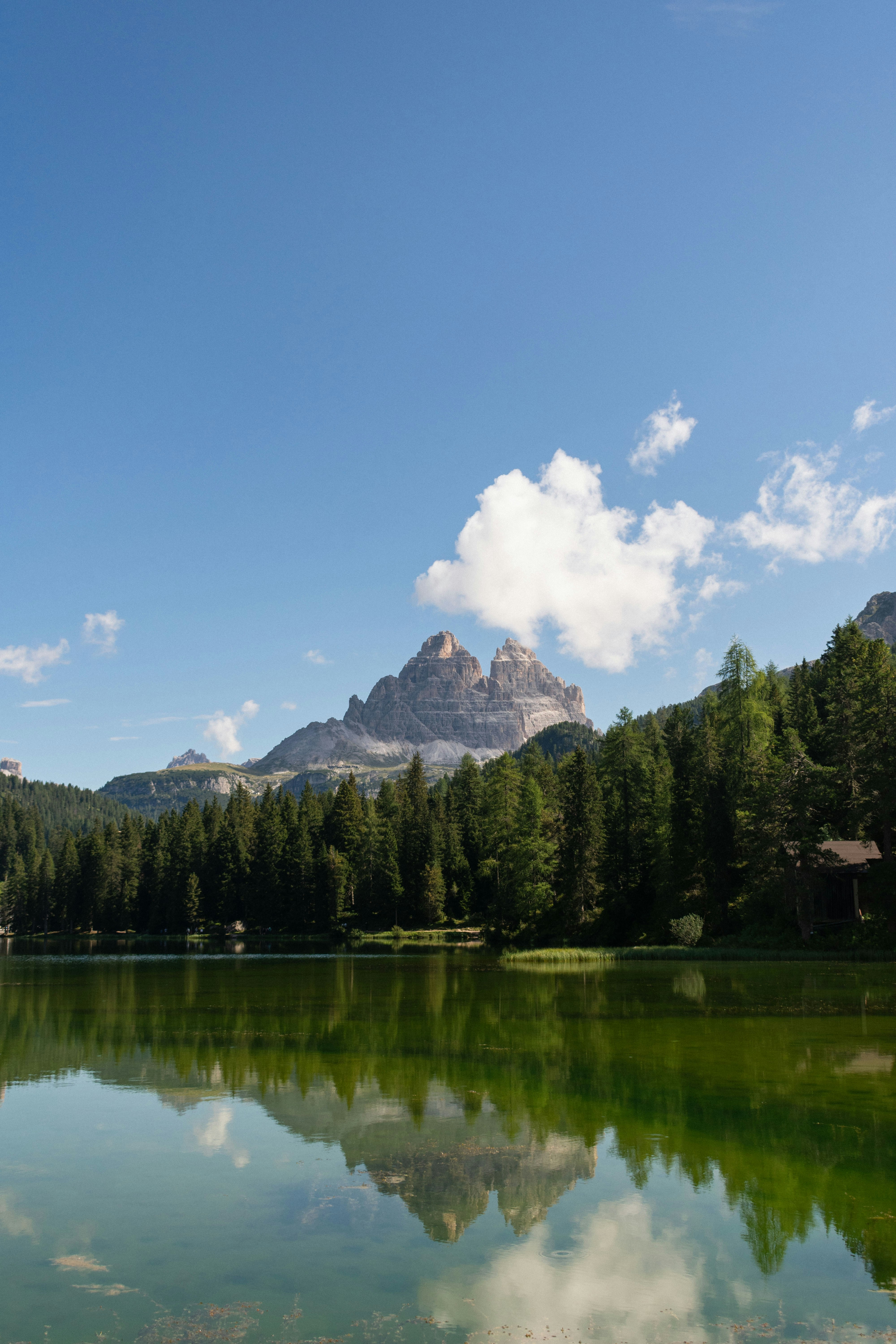a lake with a mountain in the background