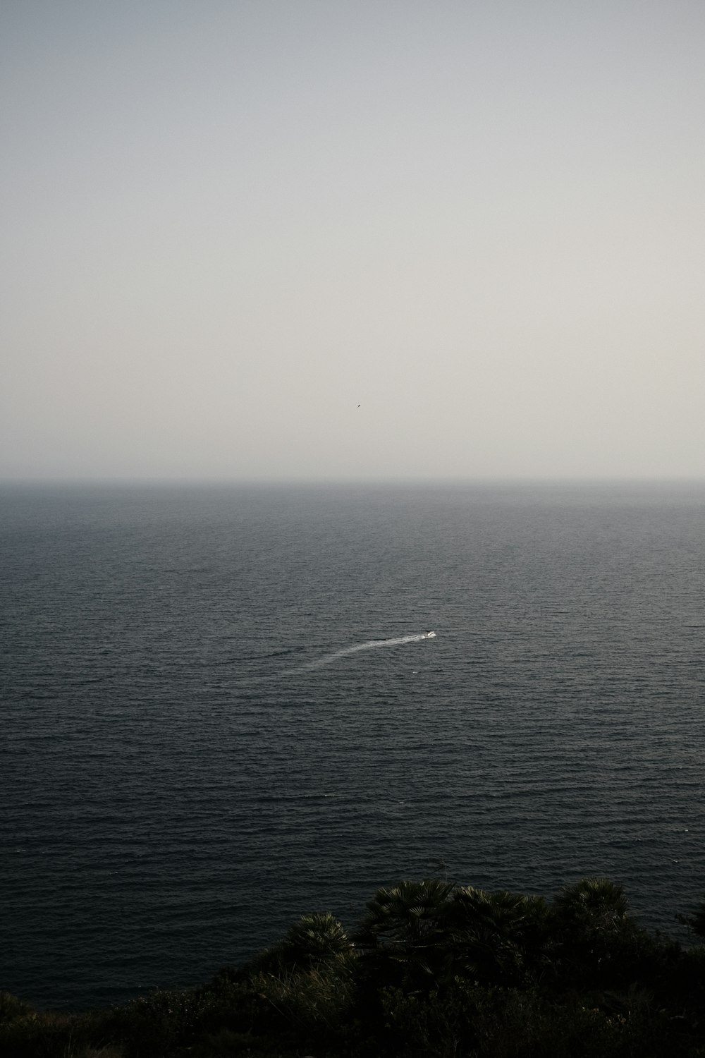 a boat is out in the open water