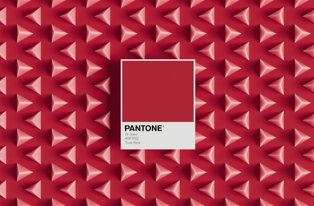 a pantone color on a red background