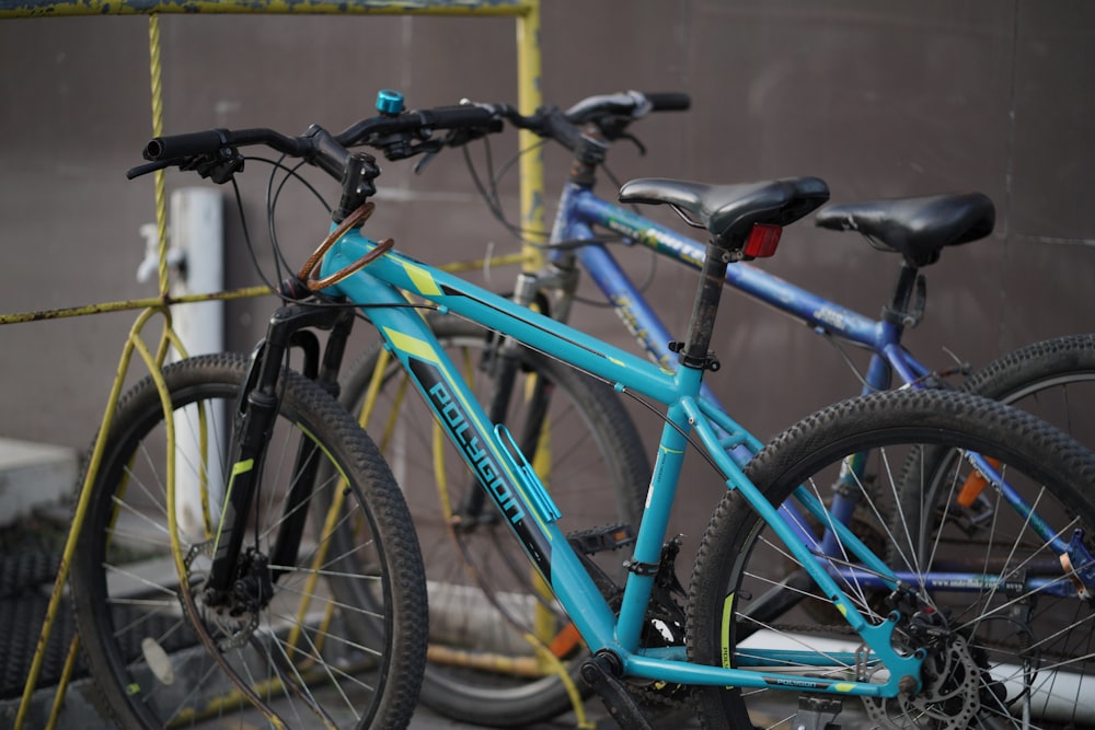 a couple of bikes parked next to each other