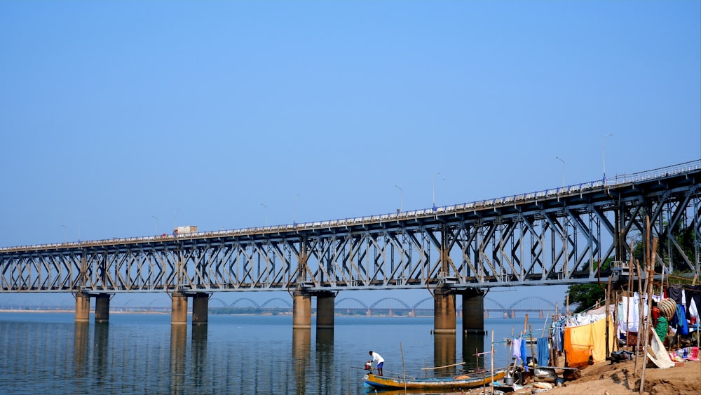 a long bridge over a body of water