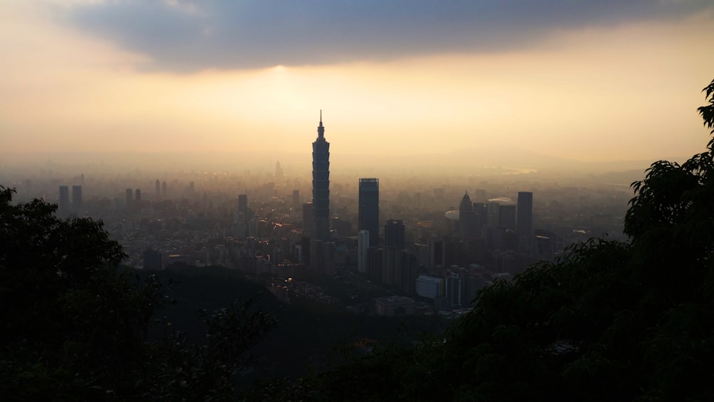 a view of a city from a hill