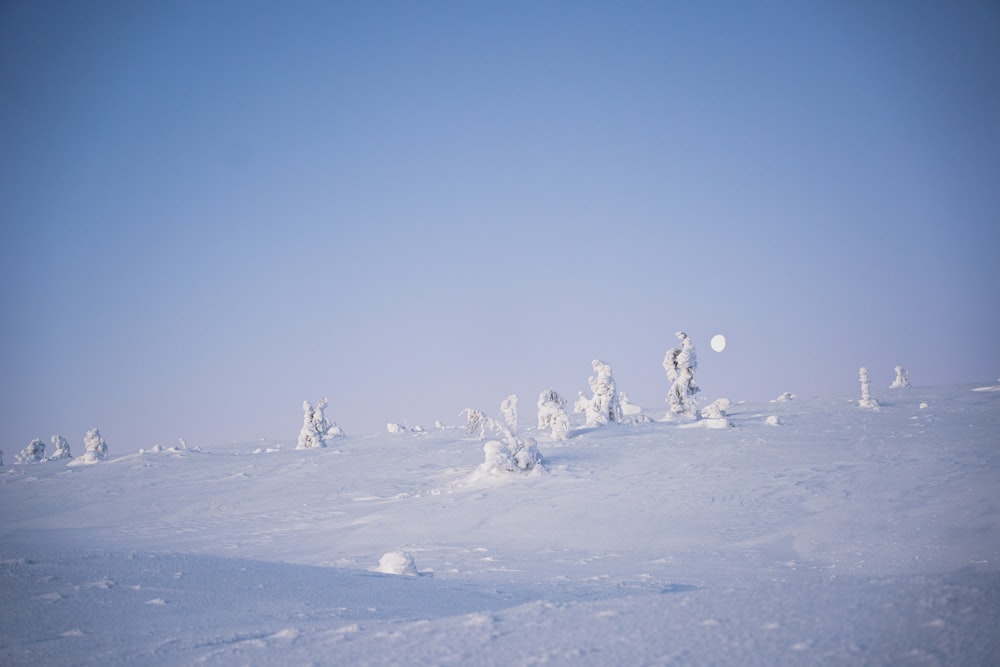 a person riding skis on top of a snow covered slope