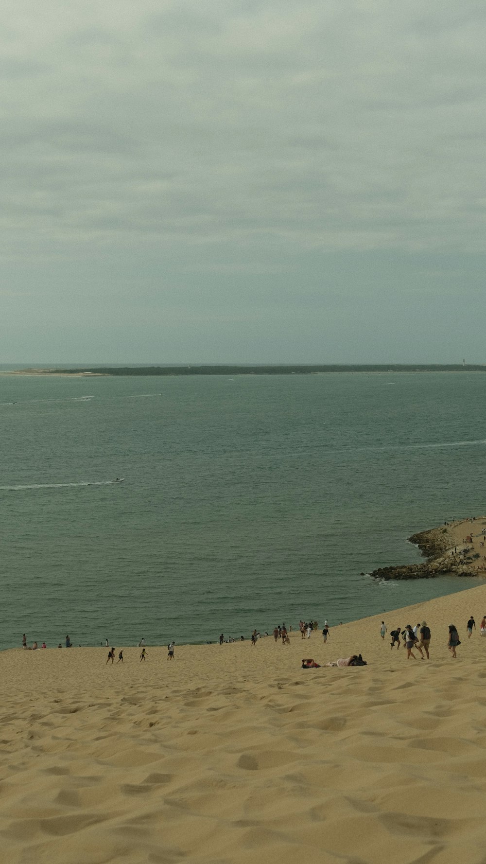 a group of people standing on top of a sandy beach